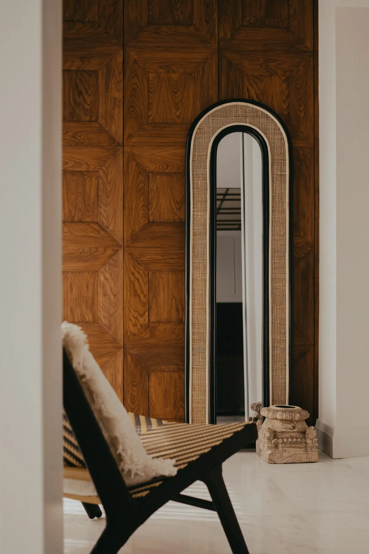 Aiden T — private lift lobby with custom shoe cabinet