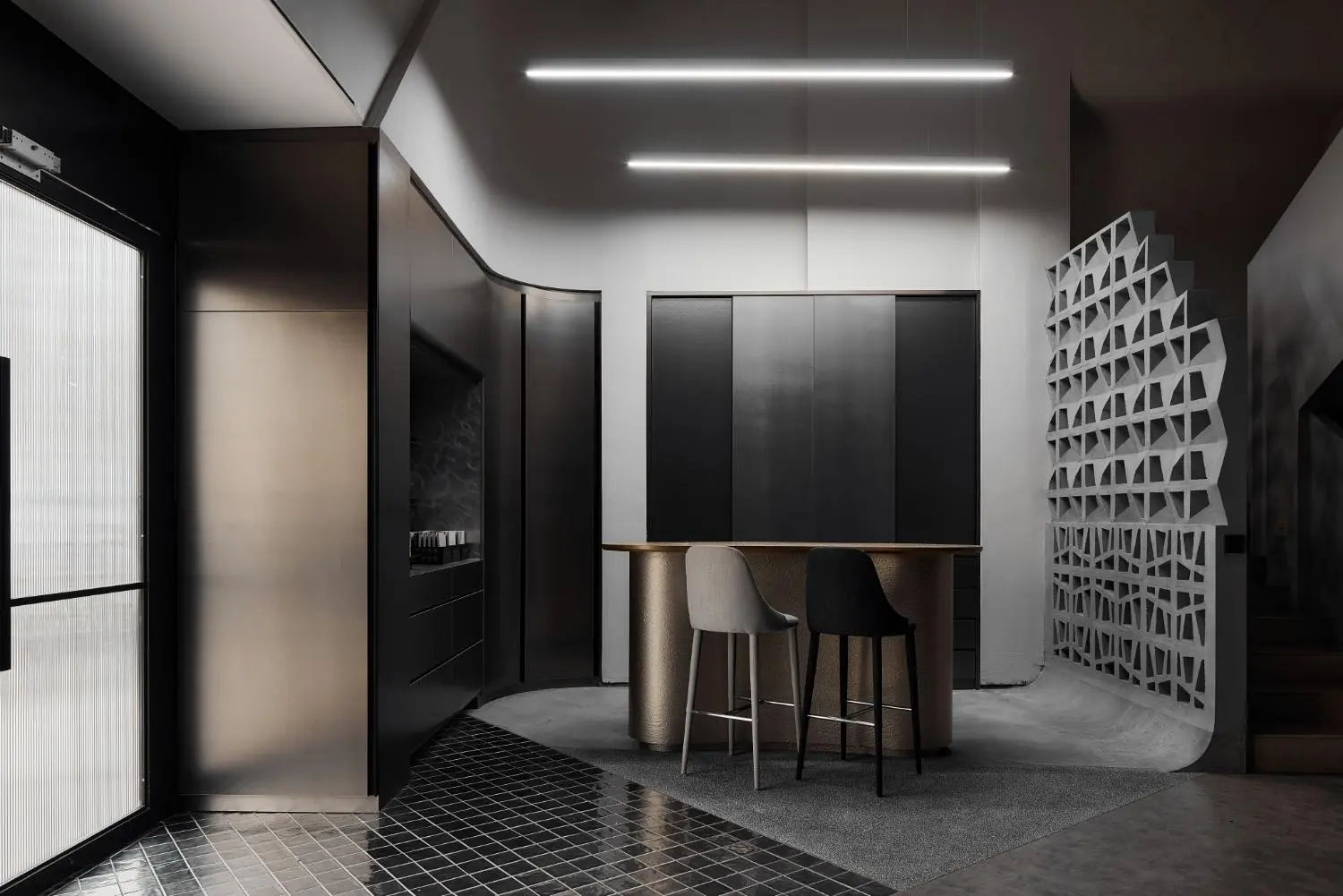 Le Interior Affairs Showroom — dark materials zone