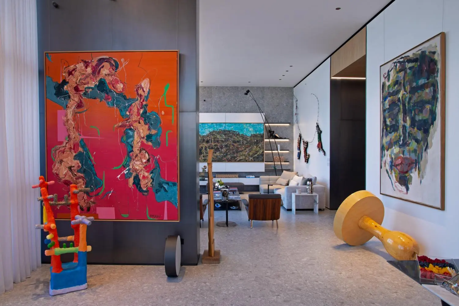 Dori Hitti Architects — living area with curated art and materials