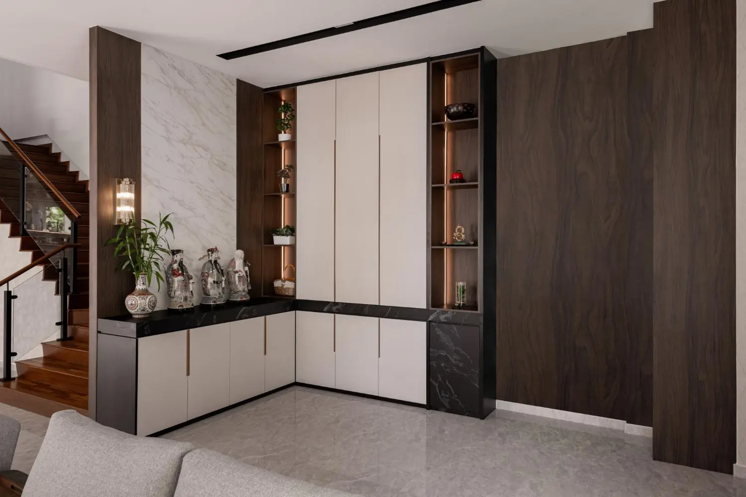 SHE Interior — dining area with natural textures